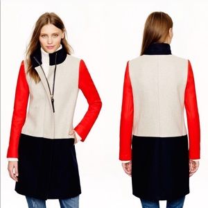 J.Crew Colorblock Funnelneck Coat